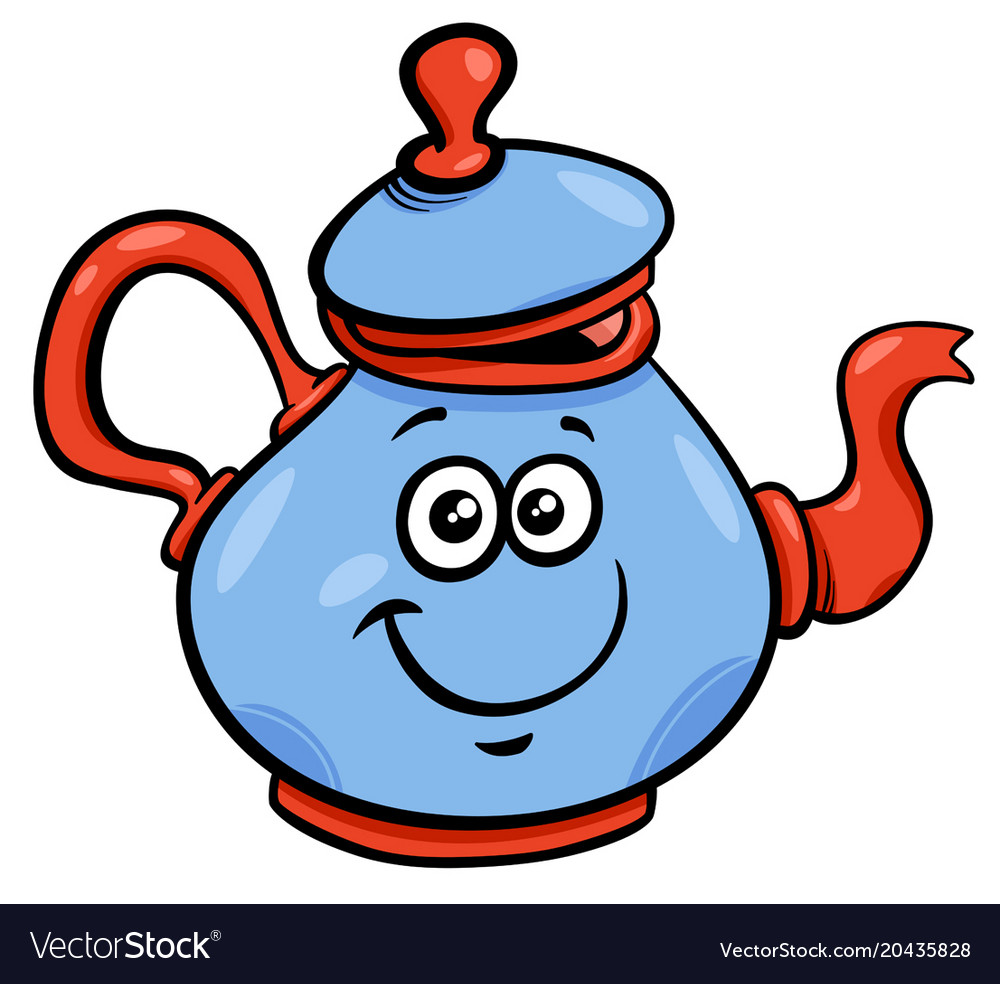 Teapot or kettle cartoon character Royalty Free Vector Image