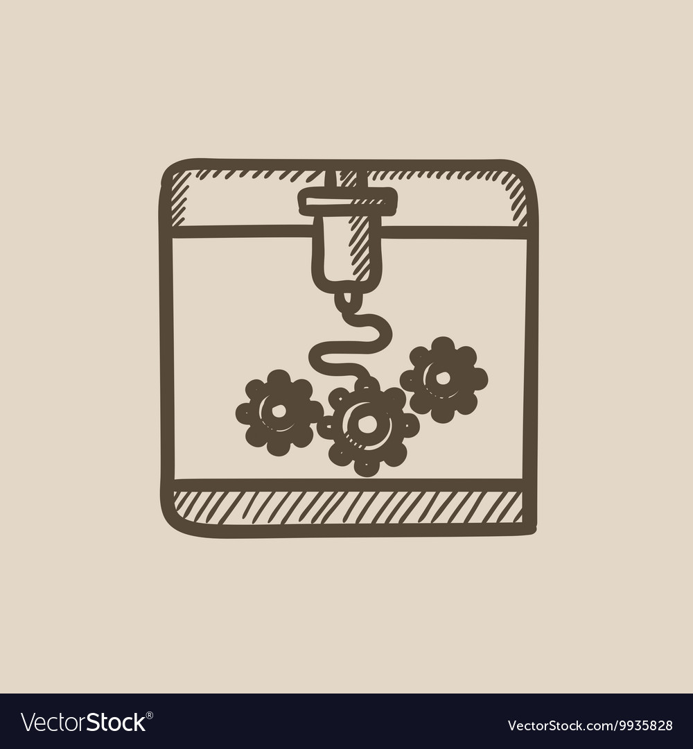 Tree d printing sketch icon