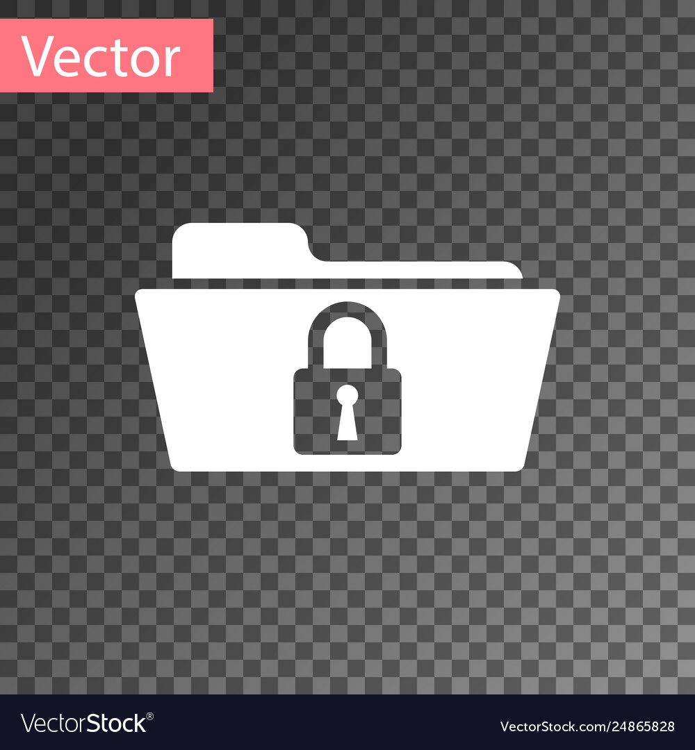 White folder and lock icon isolated on transparent vector image White folder and lock icon isolated on transparent