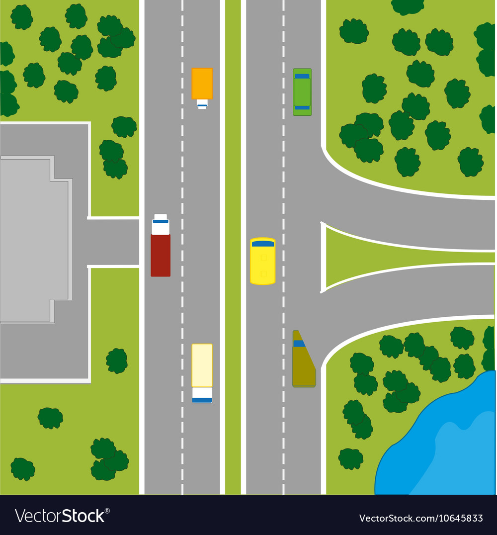 Card to terrain with road Royalty Free Vector Image