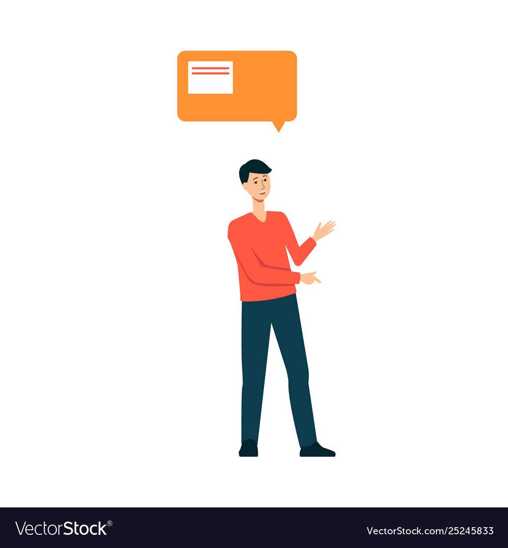 Cartoon character with speech bubble using