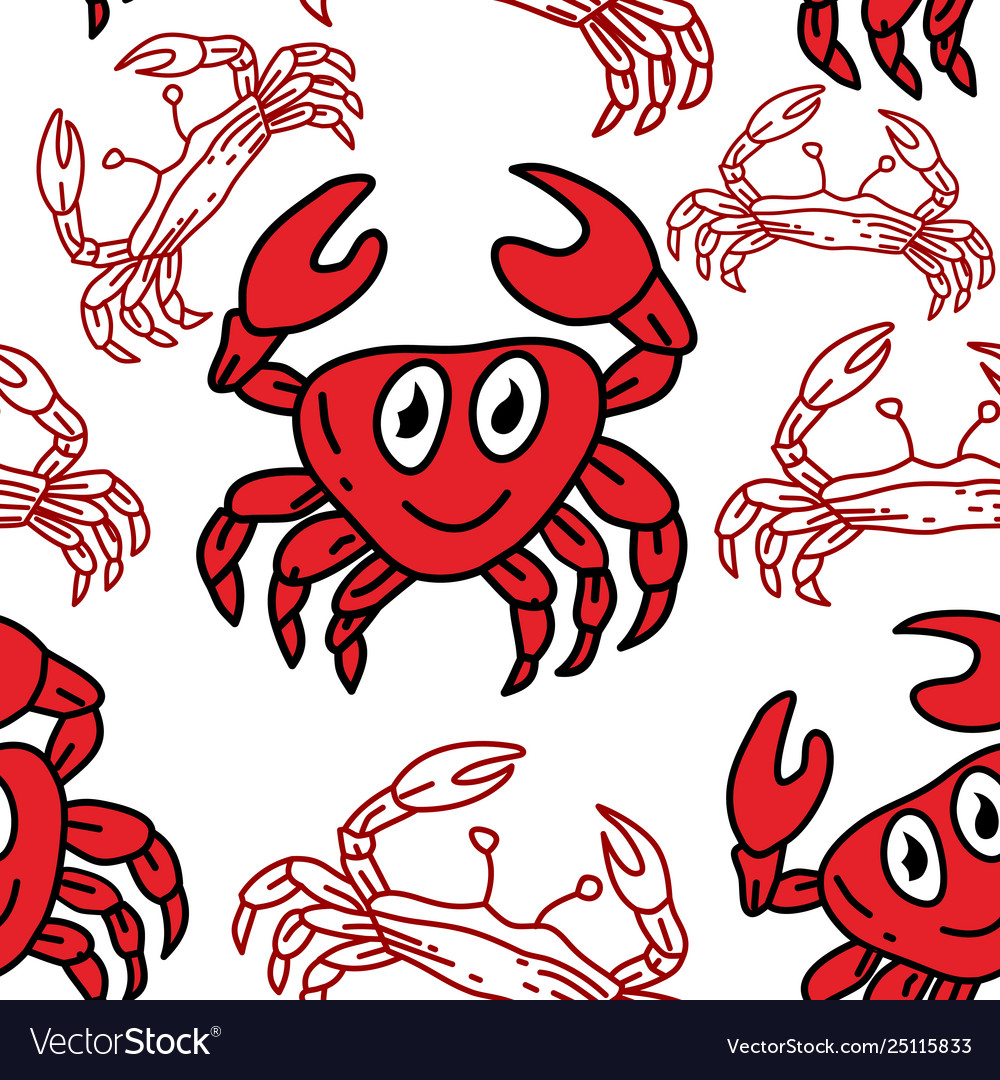 Crab pattern seamless design template vector image Crab pattern seamless design template