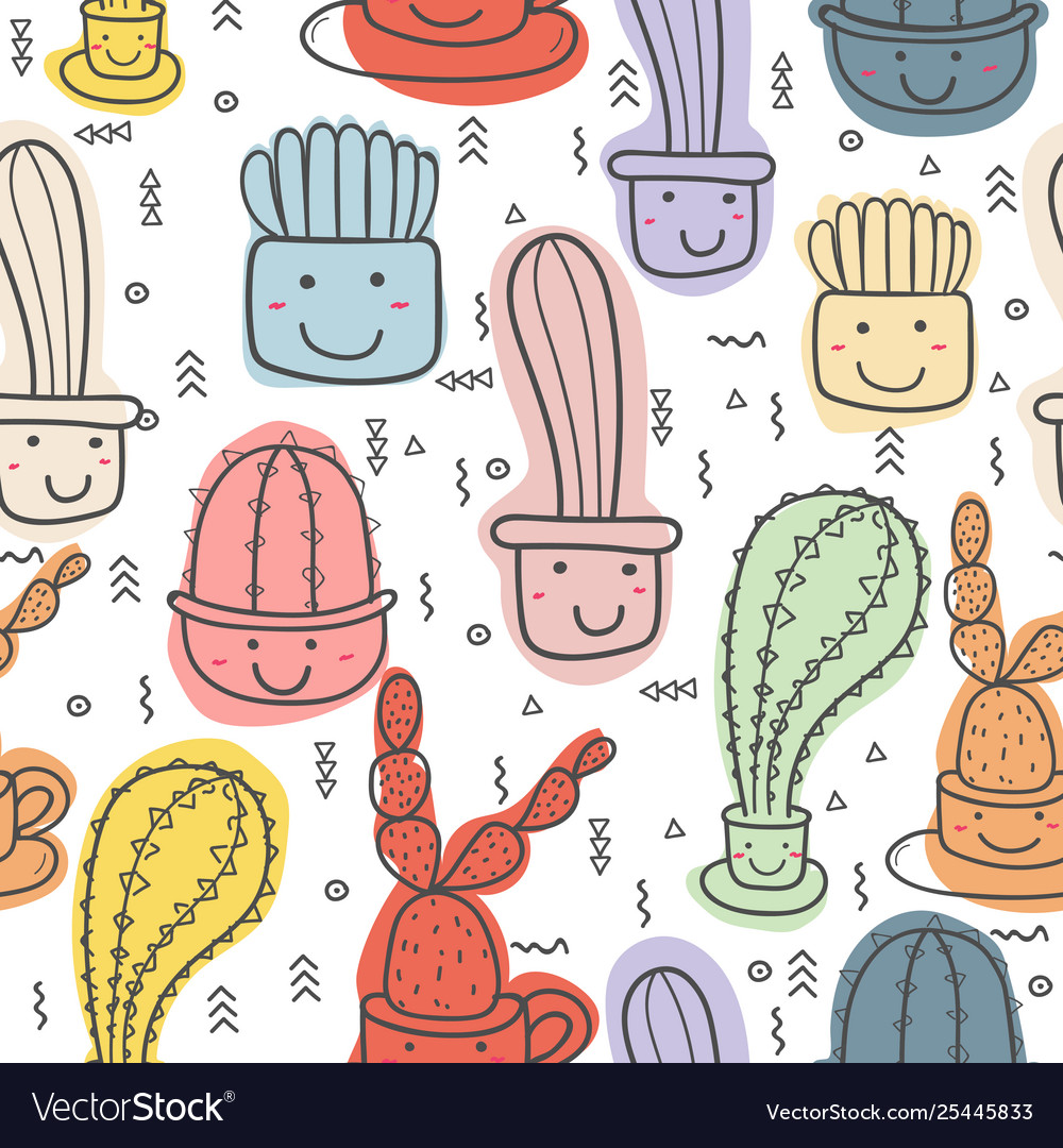 Cute Cactus Pattern Background