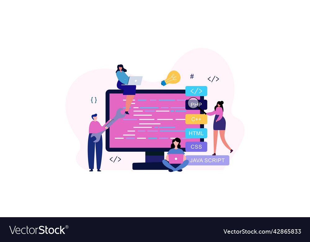 Developing programming and coding technologies vector image Developing programming and coding technologies