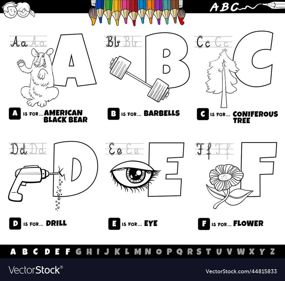 Educational cartoon alphabet letters set from Vector Image