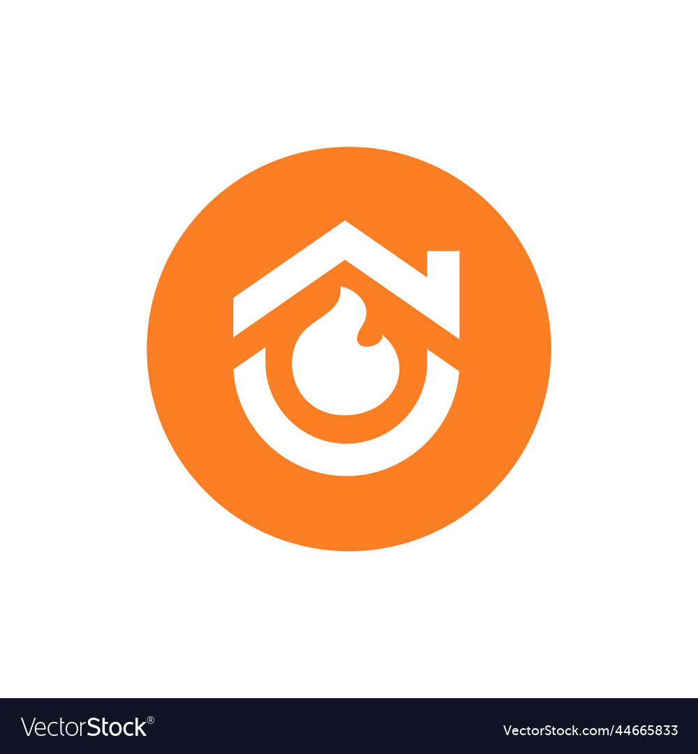 Fire flame and house logo combination home