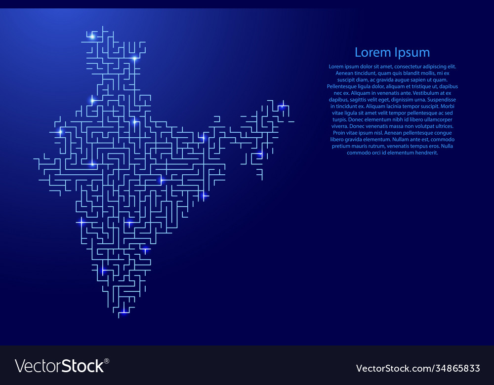 India map from blue pattern maze grid vector image India map from blue pattern maze grid
