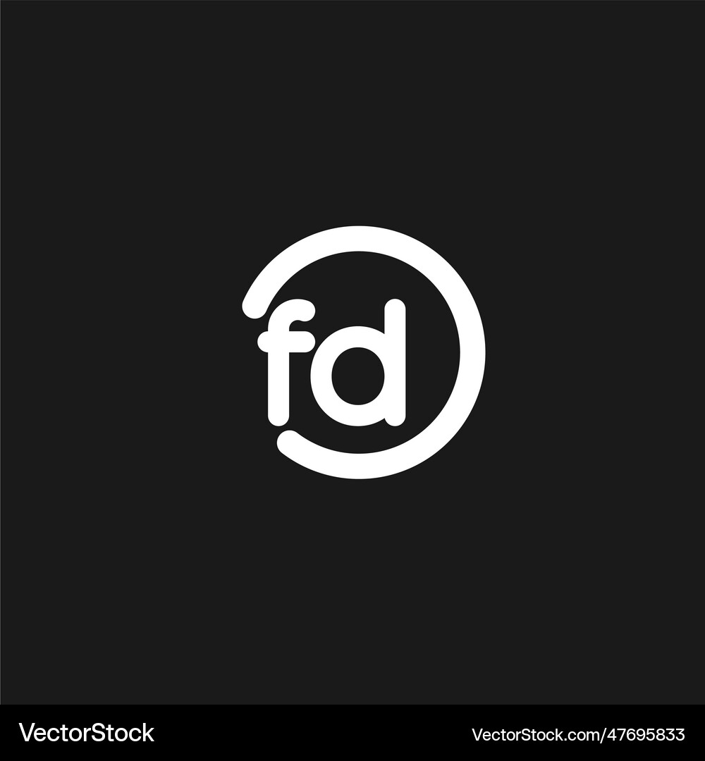 Initials fd logo monogram with simple circles Vector Image