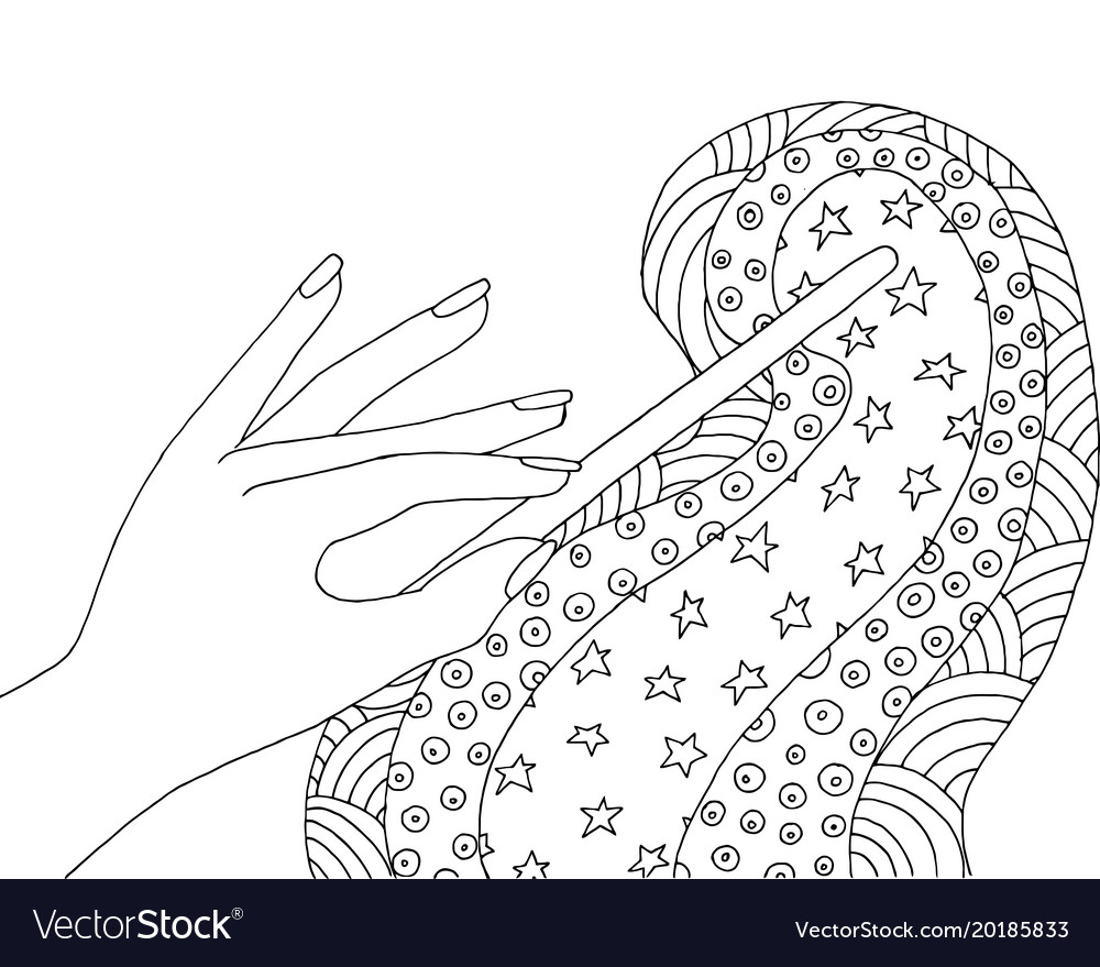 Magic Wand Entangle Fantasy Zendoodle Wizard Vector Image