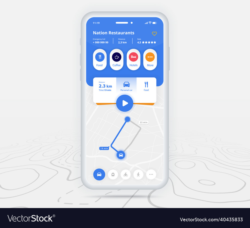Map gps navigation ux ui concept smartphone vector image Map gps navigation ux ui concept smartphone