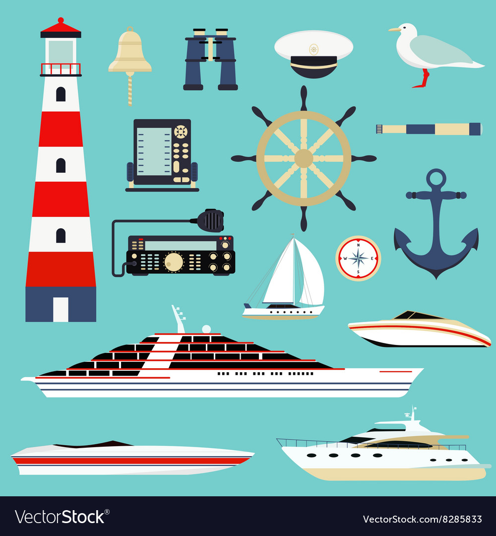 Nautical and marine icons design element sea