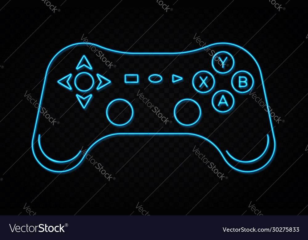 Neon Game Line Icon On Transparent Background Vector Image