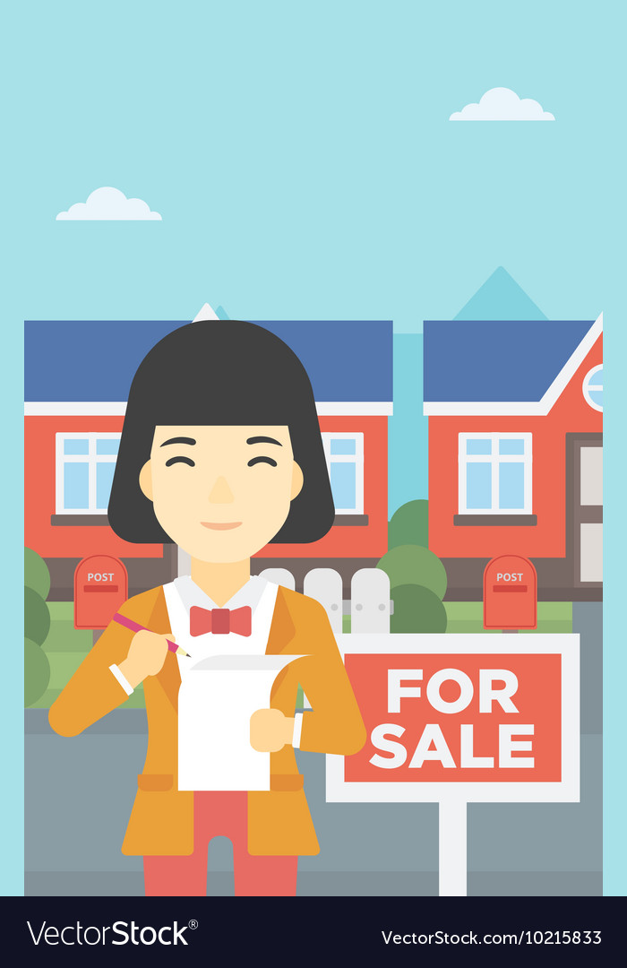 Real estate agent signing contract Royalty Free Vector Image