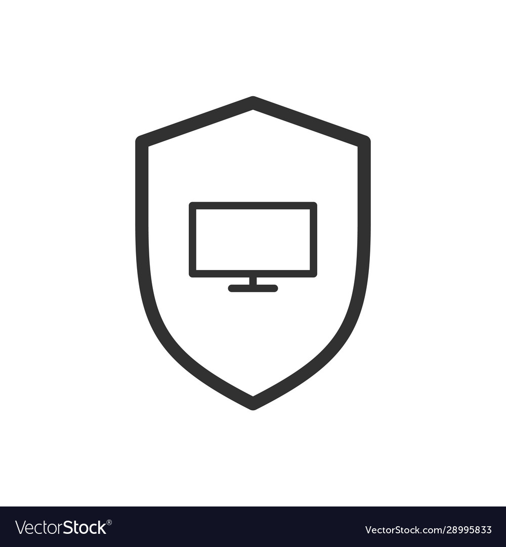 Shield line icon web security symbol computer