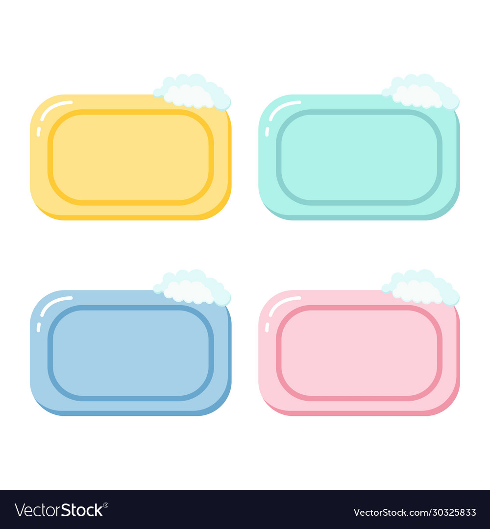 Soap color bars set with bubbles isolated