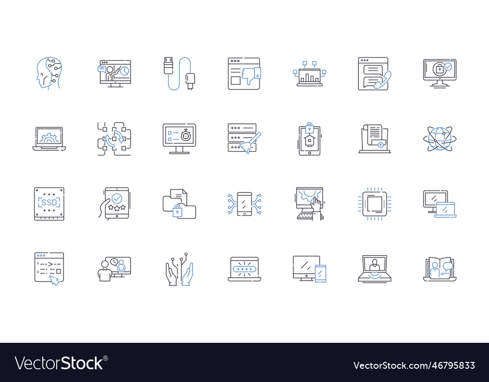 System line icons collection integration Vector Image