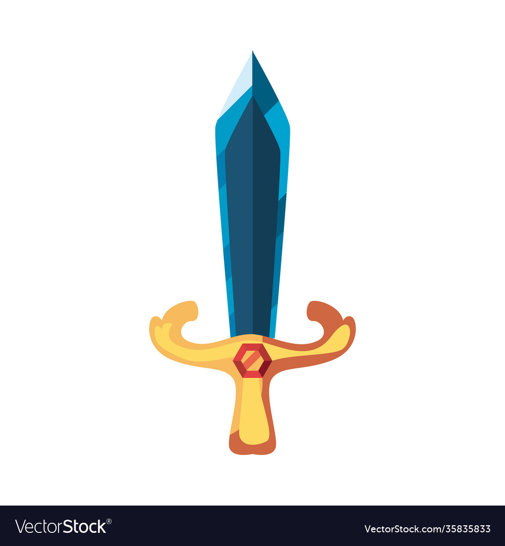 Video game sword color blue on white background Vector Image