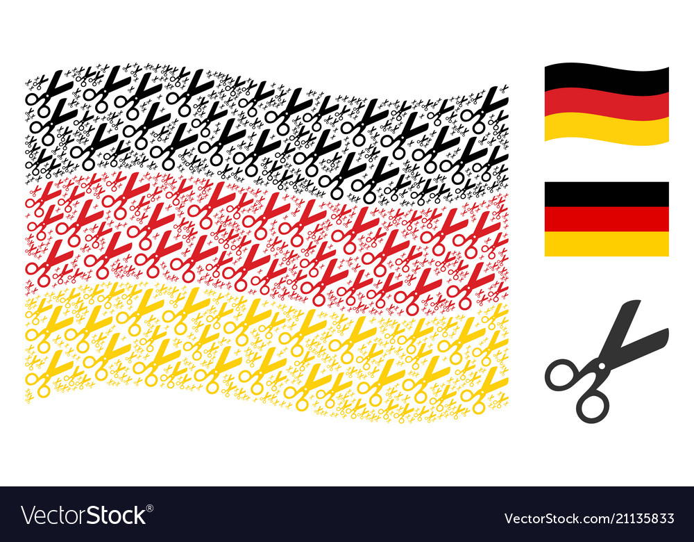 Waving germany flag pattern of scissors icons