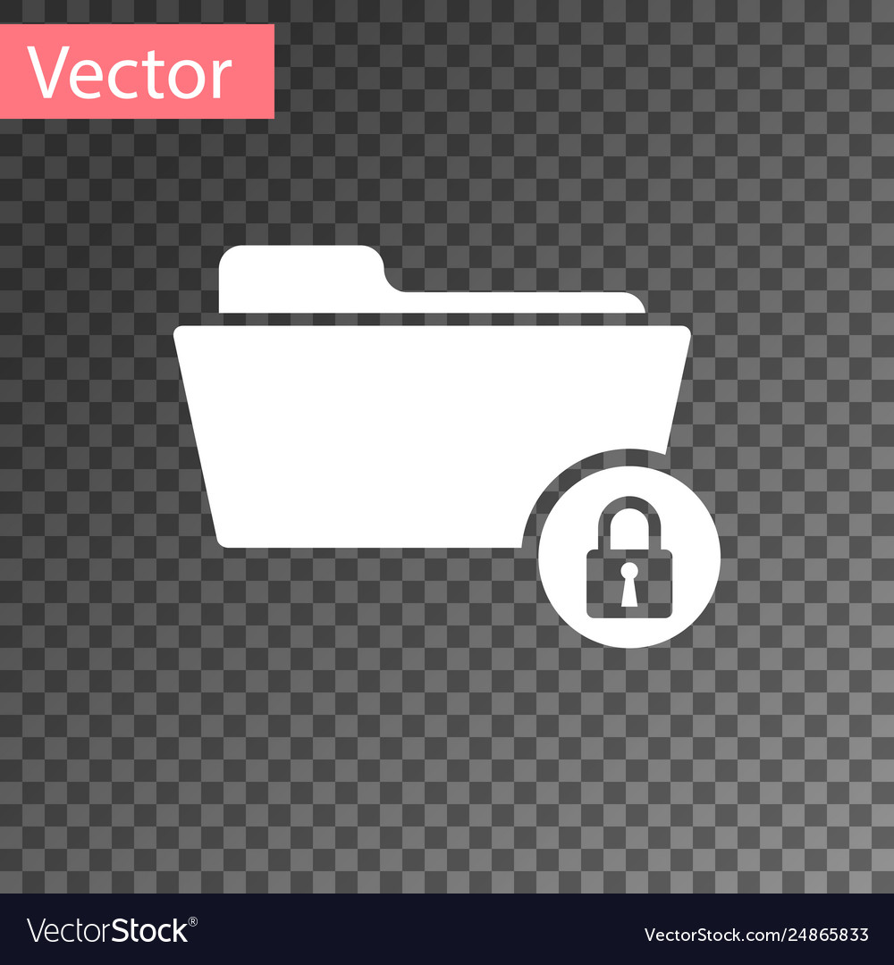 White folder and lock icon isolated on transparent vector image White folder and lock icon isolated on transparent