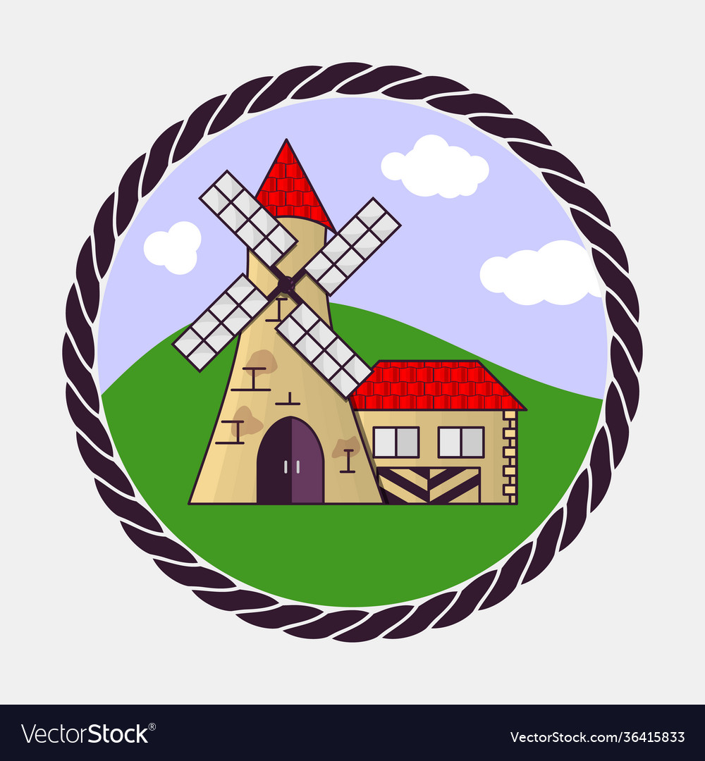 Windmill icon flat design style