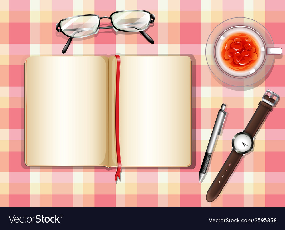 A topview of table with different objects