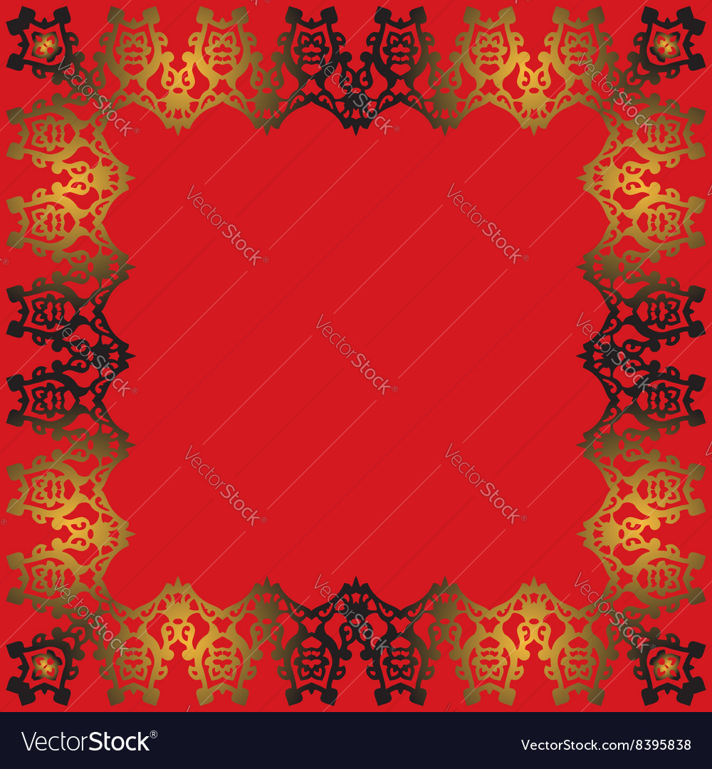 Abstract gold frame on a red background