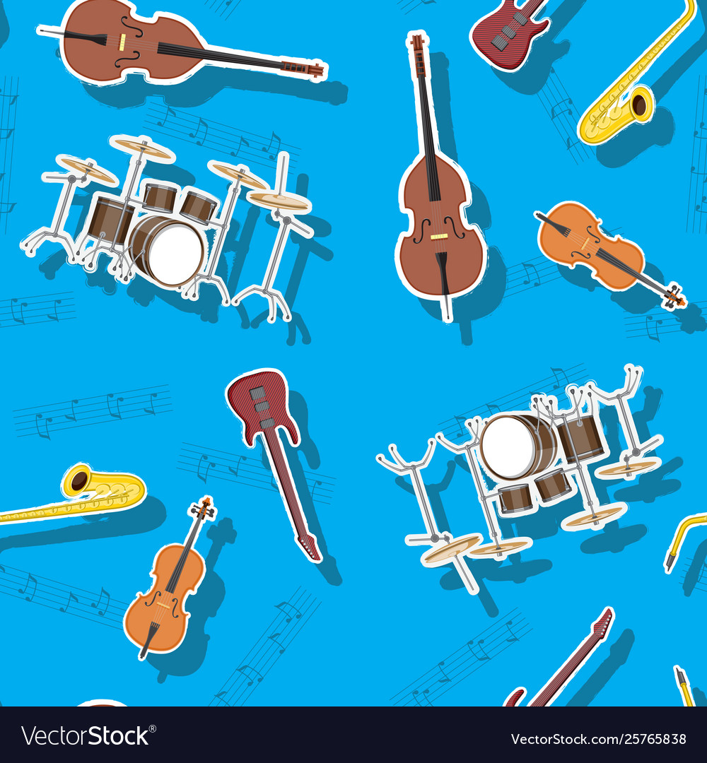 Abstract seamless pattern musical instruments