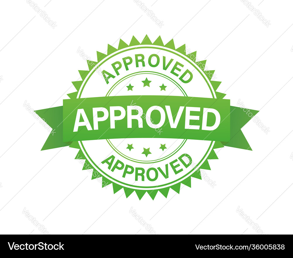 Approved label green stamp with band Royalty Free Vector