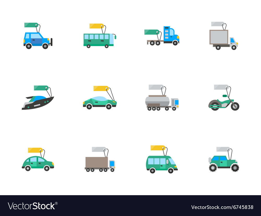 Auto business flat color icons set