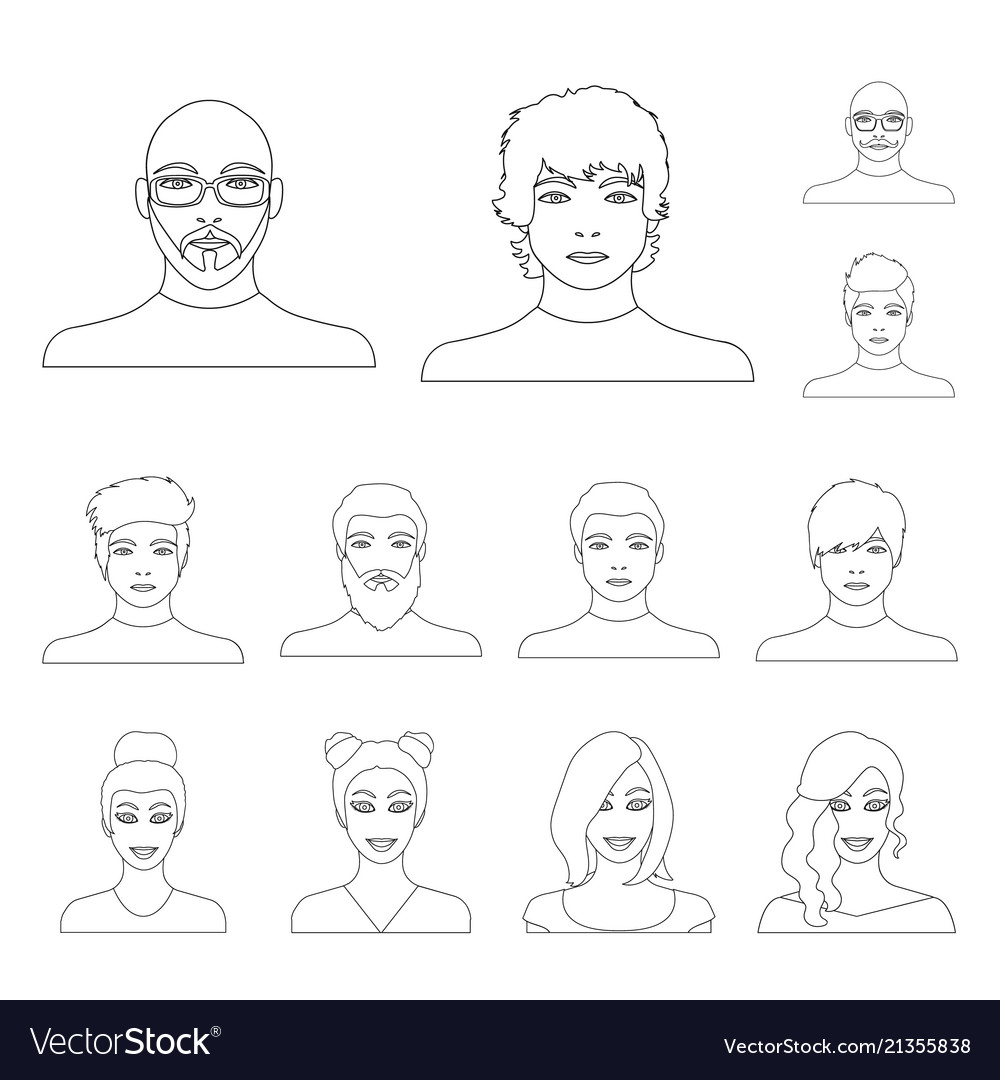 Avatar and face outline icons in set collection
