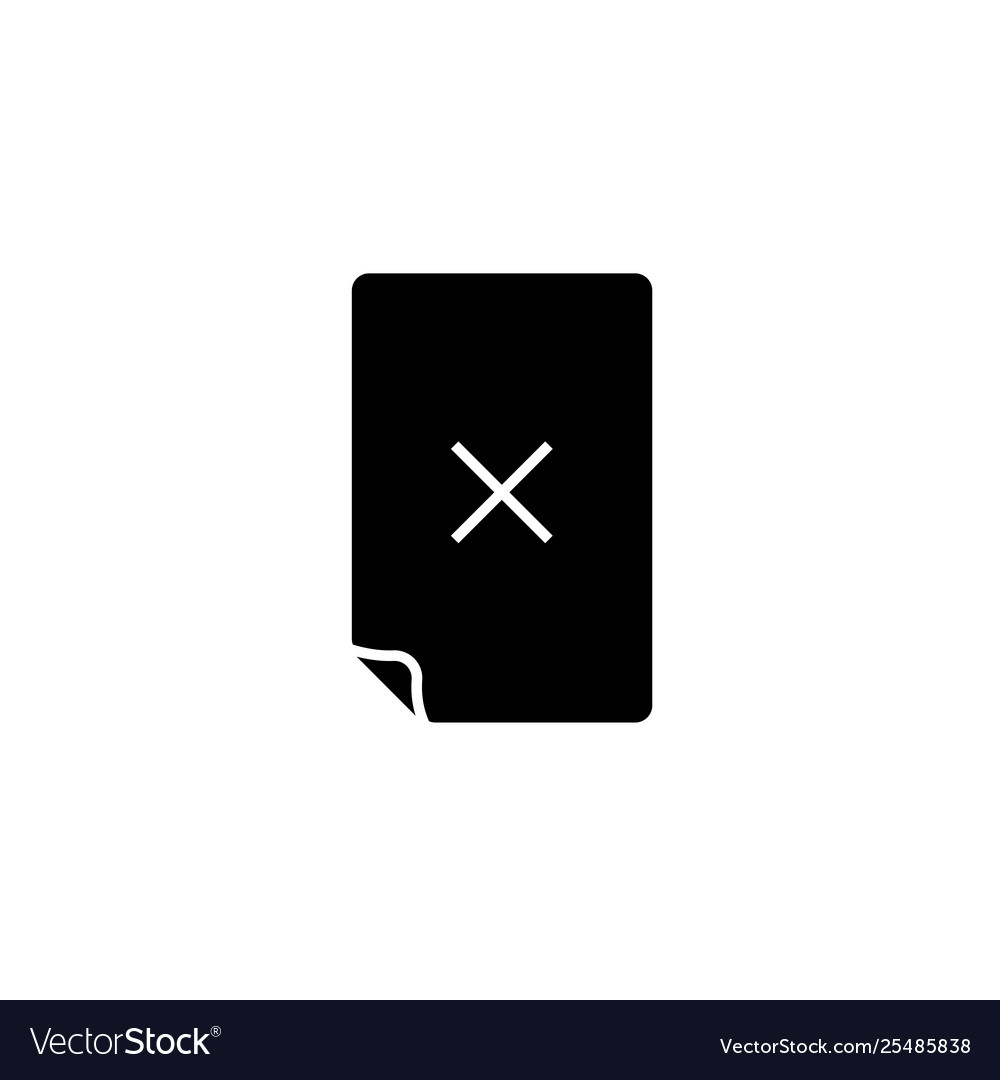 Black delete file document icon isolated on white vector image Black delete file document icon isolated on white
