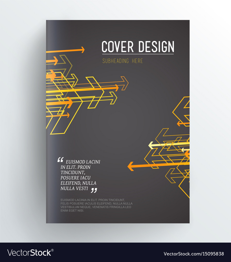 Dark book cover design template with arrows Vector Image