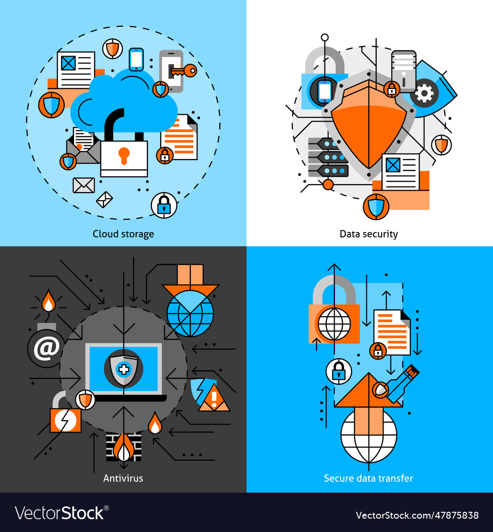 Data security and storage icons set