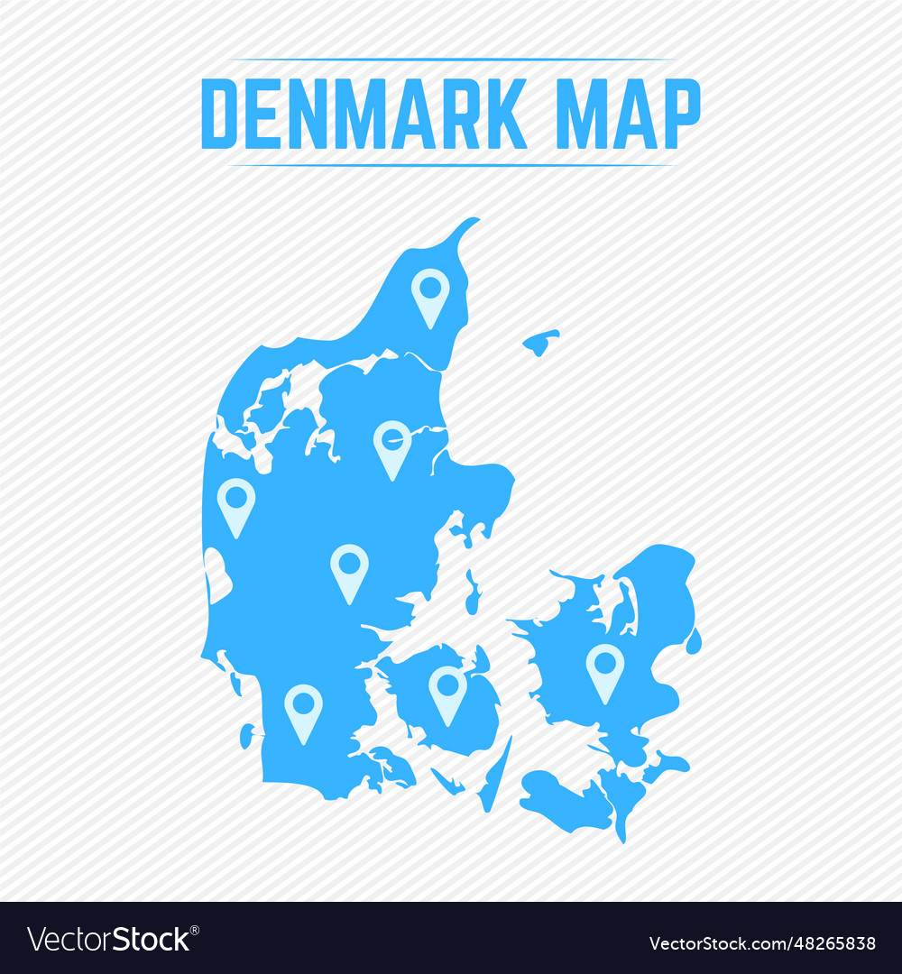 Denmark simple map with icons