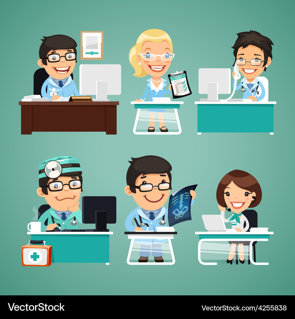 Doctors at the table Royalty Free Vector Image
