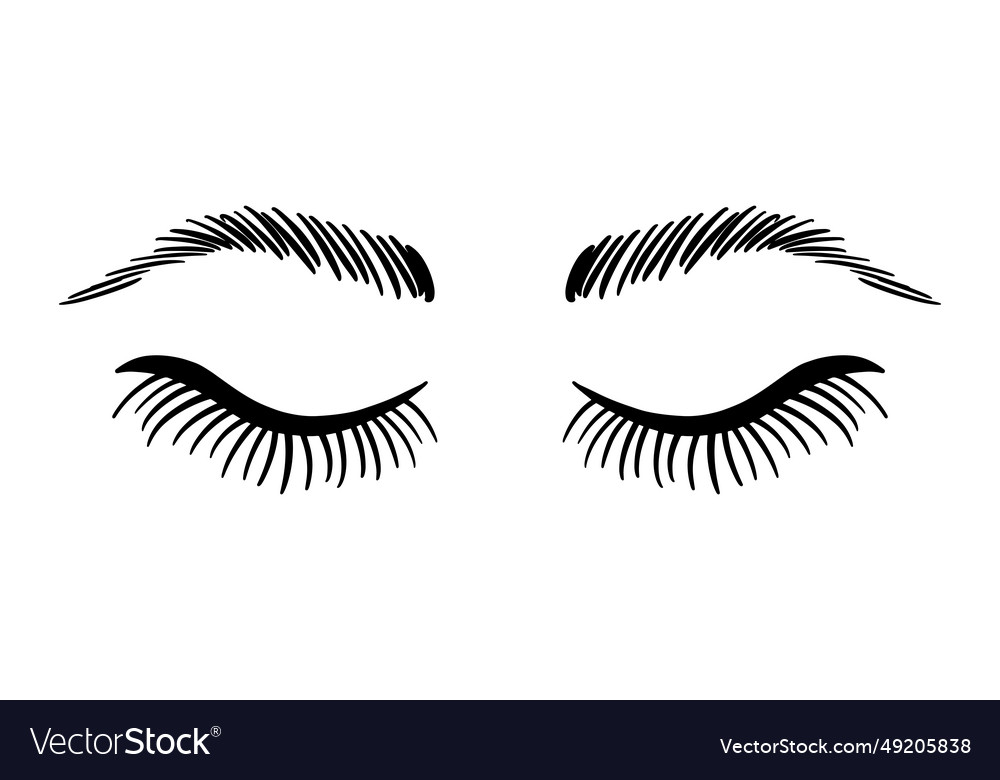 Eyes sketch female eyelashes brows Royalty Free Vector Image