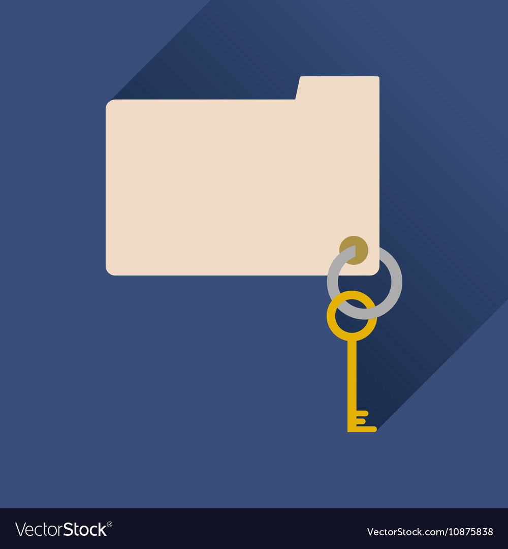 Flat icon with long shadow key folder