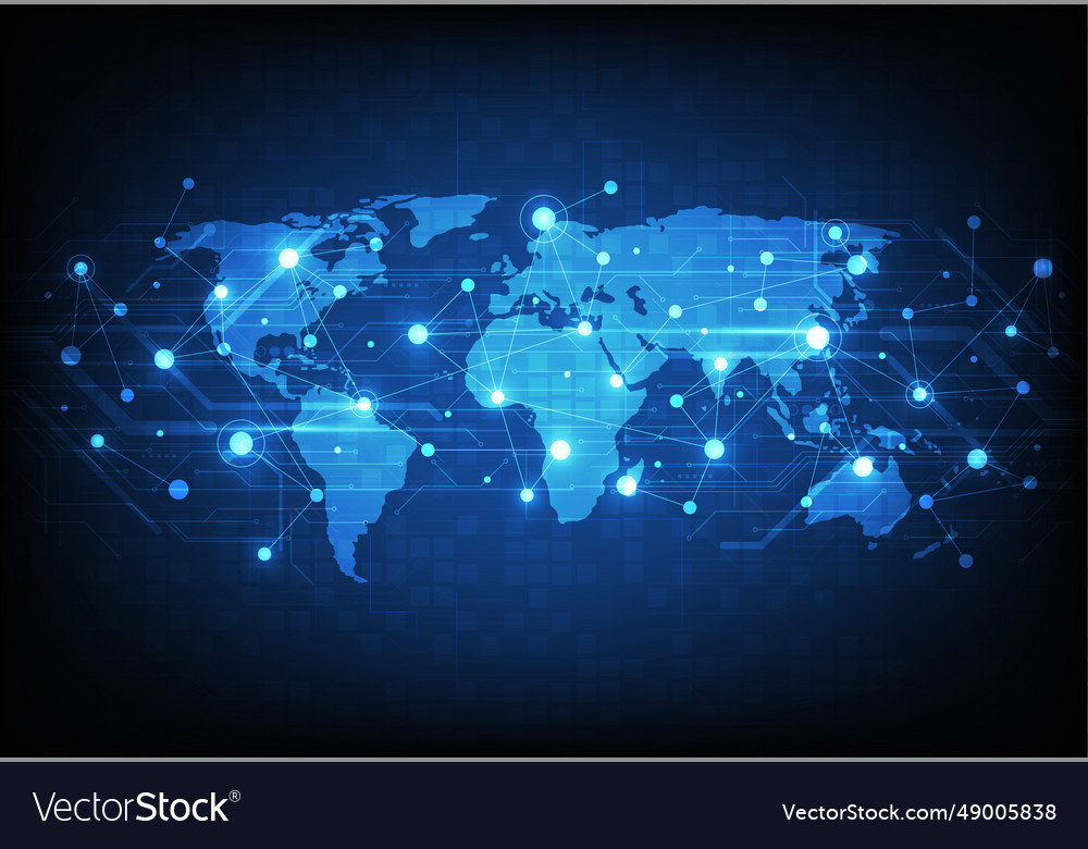 Global network connection world map point vector image Global network connection world map point