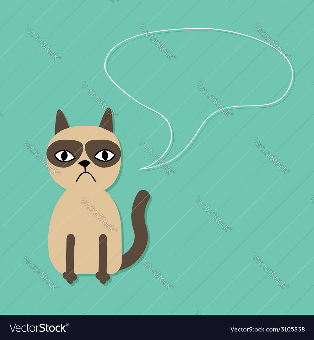 Grumpy Siamese Cat with Speech Bubble