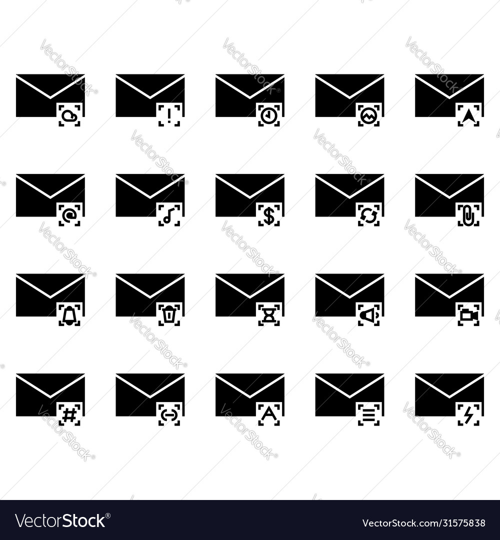 Mail and message icon set include airplane