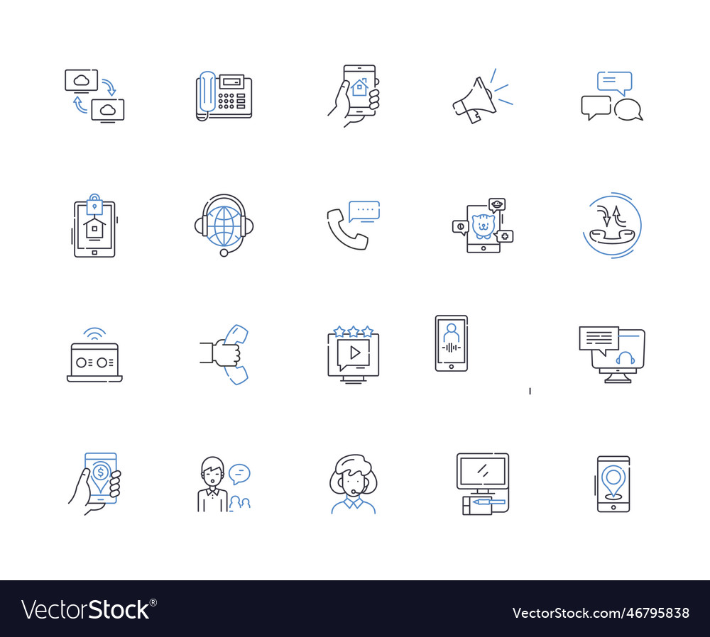 Monitor line icons collection display screen vector image Monitor line icons collection display screen