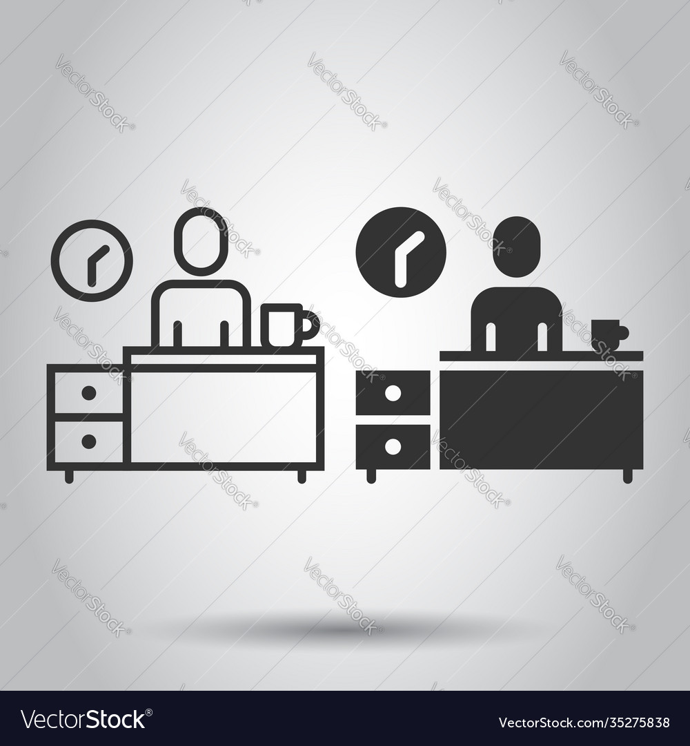 People with table lamp and clock icon in flat vector image People with table lamp and clock icon in flat