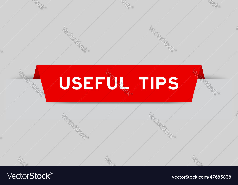 Red color inserted label with word useful tips vector image Red color inserted label with word useful tips