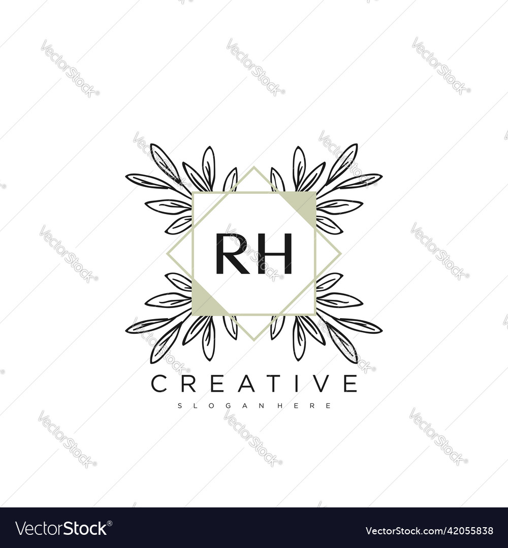 Rh initial letter flower logo template premium art