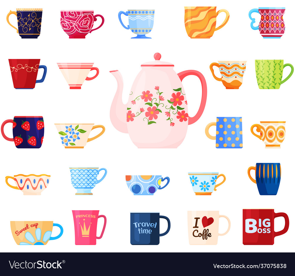 Set different mugs shapes