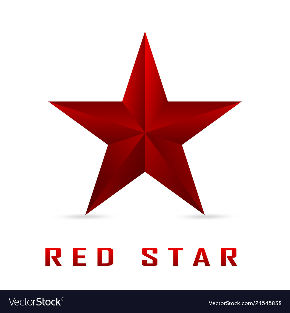 Single red star shine on white background