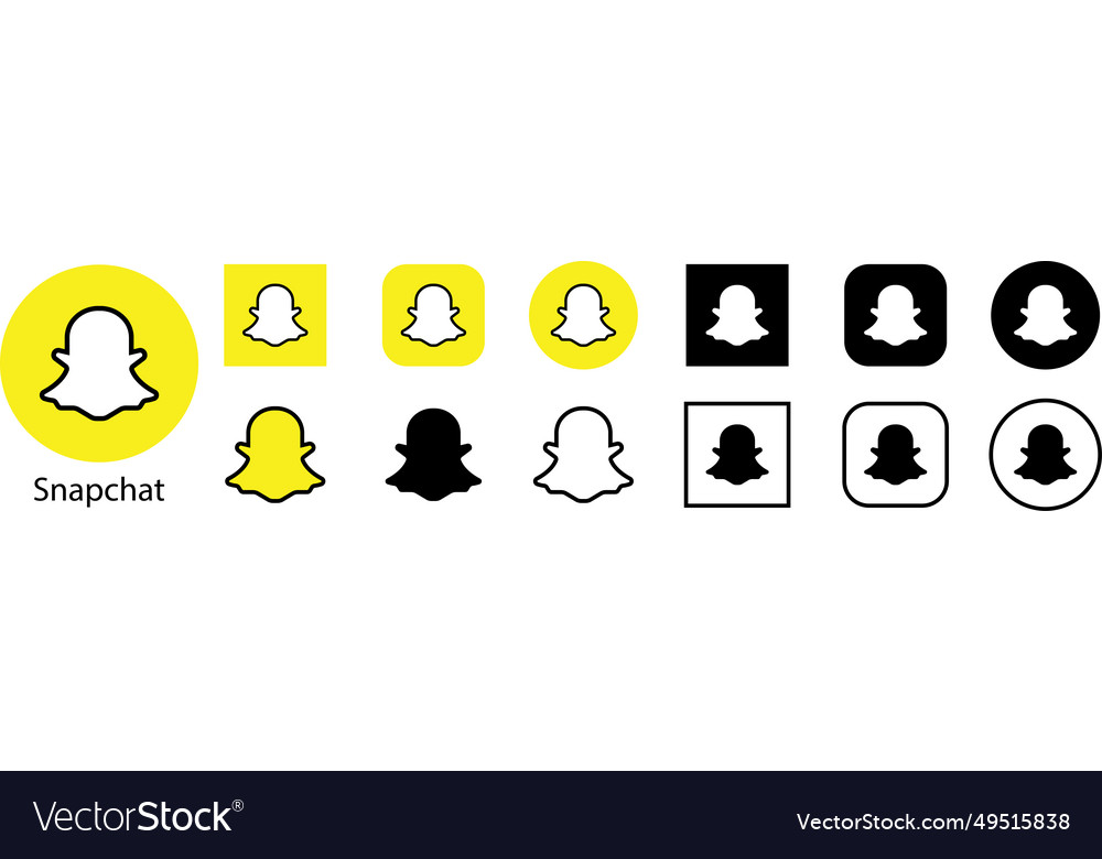 Snapchat icon set social media logo line art