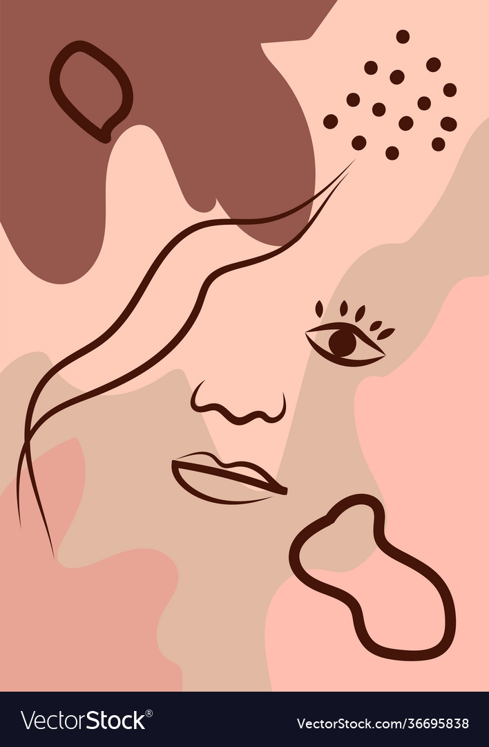 Womans face continuous line art abstract Vector Image Womans face continuous line art abstract