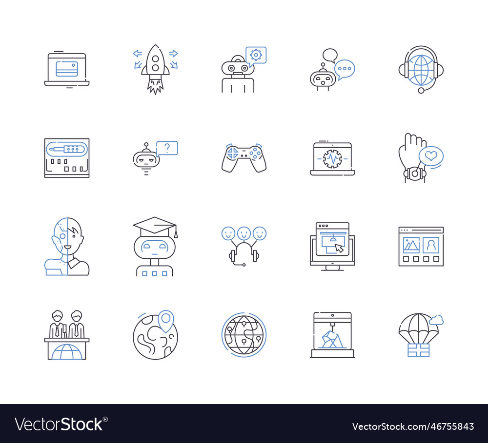 Artificial intelligence outline icons collection