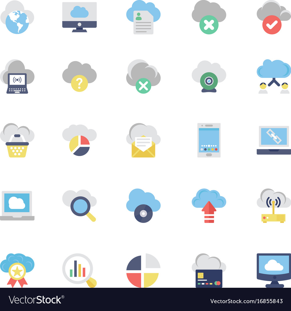 Cloud computing flat colored icons 1